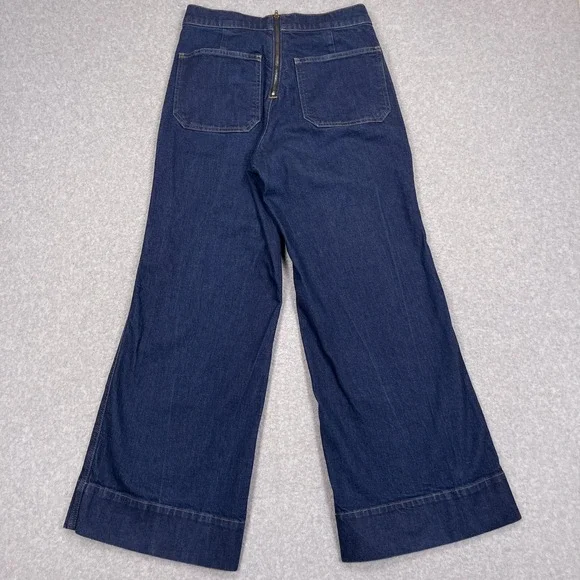 J.Crew Sailor Button Wide Leg Trouser Jeans Womens 27P (30x29) Dark Blue Denim - Picture 13 of 13
